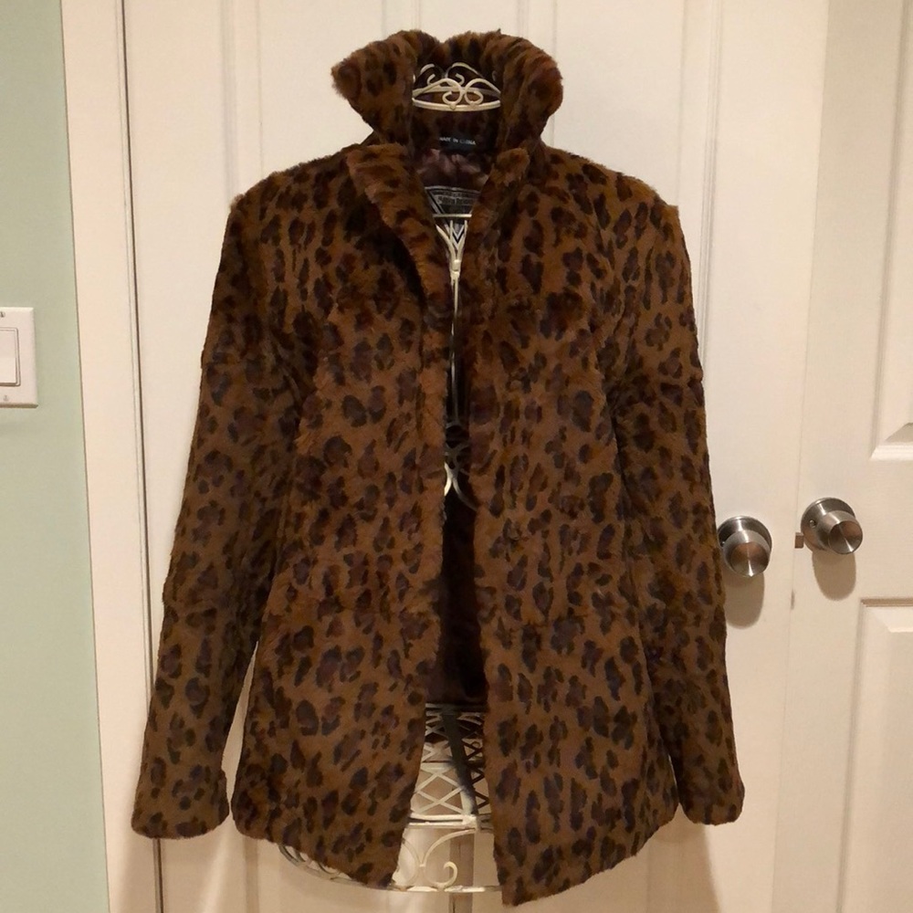 Leopard print fur coat